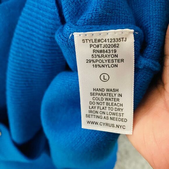 Cyrus Cardigan Sweater Blue Women's Long Sleeves Crew Neck L Button Down - Picture 8 of 8